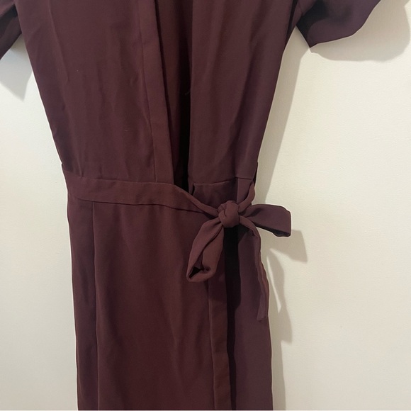 & Other Stories Wrap Tie Button Front Dress Brown Preppy Minimalist Old Money 4 - Picture 5 of 7